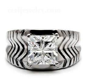 2CT CZ TILES STAINLESS STEEL RING-size5/6/8/9